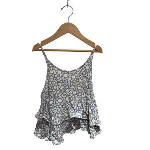 Vintage Havana Blue and White Asymmetrical Crop Camisole - Medium (10/12)